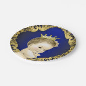 Royal Blue and Gold Prince Baby Dusche Pappteller (Schrägansicht)