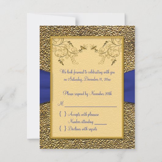 Royal Blue and Gold RSVP Card (Rückseite)