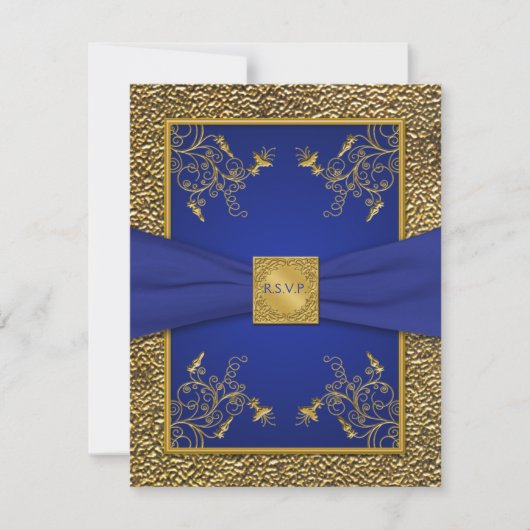Royal Blue and Gold RSVP Card Karte (Vorderseite)