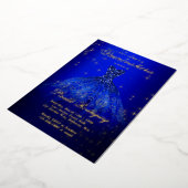Royal Blue and Gold Themed Quinceanera Real Folieneinladung (Gedreht)