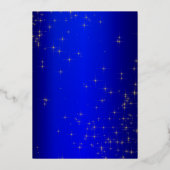 Royal Blue and Gold Themed Quinceanera Real Folieneinladung (Rückseite)