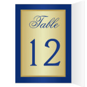 Royal Blue and Gold Tischnummer Card (Innen (Links))