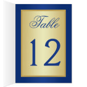 Royal Blue and Gold Tischnummer Card (Innen (Rechts))