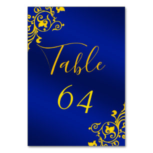 Royal Blue and Gold Tischnummer Cards