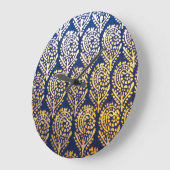 Royal Blue and Gold Tree of Life Pattern Große Wanduhr (Winkel)