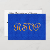 Royal Blue and Gold UAWG Damask Wedding R204 RSVP Karte (Vorne/Hinten)