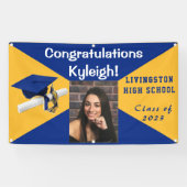 Royal Blue and Gold Vinyl Abschluss Foto Banner (Horizontal)