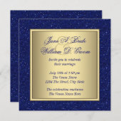 Royal Blue and Gold Wedding Einladung (Vorne/Hinten)