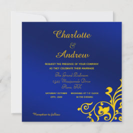 Royal Blue and Gold Wedding Einladung