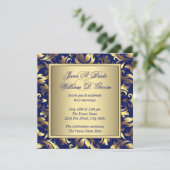 Royal Blue and Gold Wedding Einladung (Stehend Vorderseite)