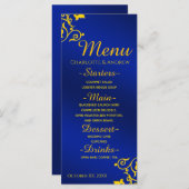Royal Blue and Gold Wedding Menu Menükarte (Vorne/Hinten)