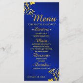 Royal Blue and Gold Wedding Menu Menükarte (Vorderseite)
