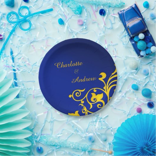 Royal Blue and Gold Wedding Pappteller (Party)