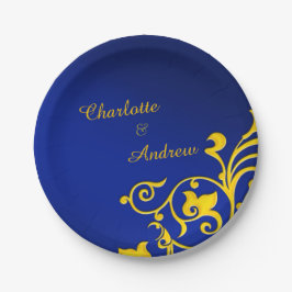 Royal Blue and Gold Wedding Pappteller