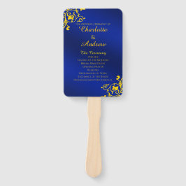 Royal Blue and Gold Wedding Program Fächer