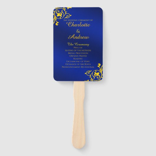 Royal Blue and Gold Wedding Program Fächer (Vorderseite)
