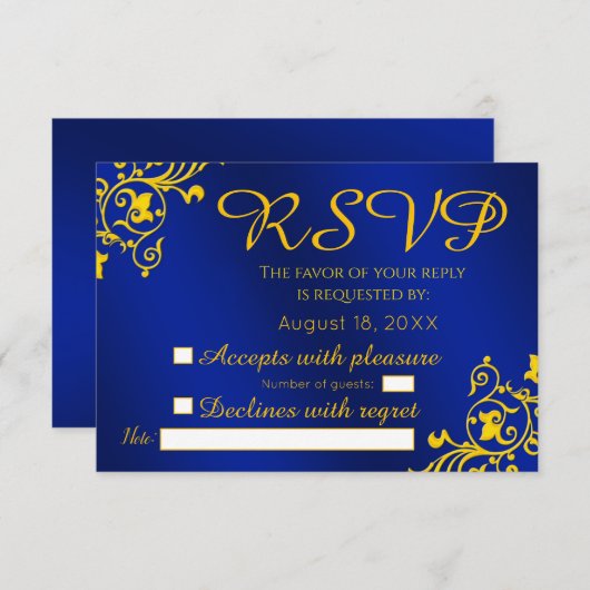 Royal Blue and Gold Wedding RSVP (Vorne/Hinten)