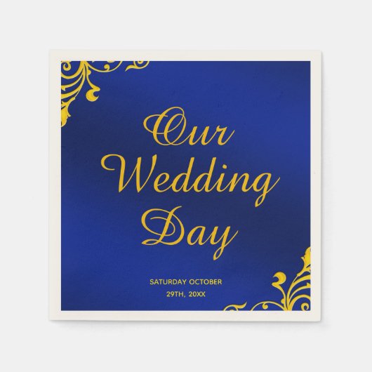Royal Blue and Gold Wedding Serviette (Vorderseite)