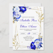 Royal Blue and Gold Wedding Template Einladung (Vorderseite)
