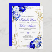 Royal Blue and Gold Wedding Template Einladung (Vorne/Hinten)