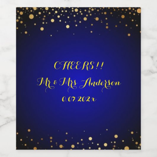 Royal Blue and Gold Weditation Wine Label Weinetikett (Einzelnes Label)