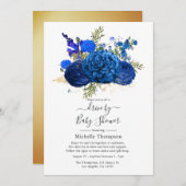 Royal Blue and Imitate Foil Gold Drive By Showdown Einladung (Vorne/Hinten)