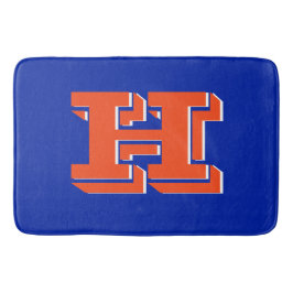 Royal Blue and Orange Collegiate Color Monogram Badematte