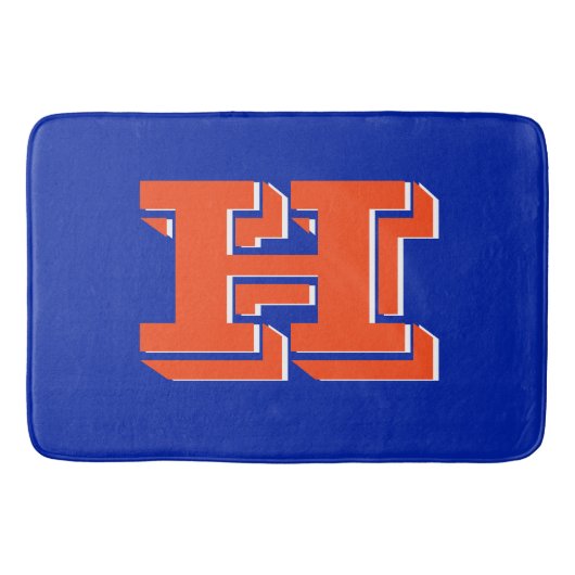 Royal Blue and Orange Collegiate Color Monogram Badematte (Vorderseite)