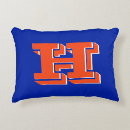 Royal Blue and Orange Collegiate Color Monogram Dekokissen