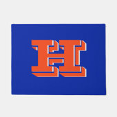 Royal Blue and Orange Collegiate Color Monogram Fußmatte (Vorderseite)