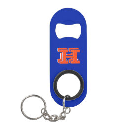 Royal Blue and Orange Keychain Bottle Opener Mini Flaschenöffner