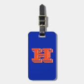Royal Blue and Orange Varsity School Monogram Gepäckanhänger (Vorderseite vertikal)