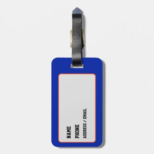 Royal Blue and Orange Varsity School Monogram Gepäckanhänger (Rückseite vertikal)