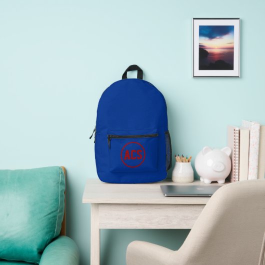 Royal Blue and Red School Colors and Letters Bedruckter Rucksack (InSitu)