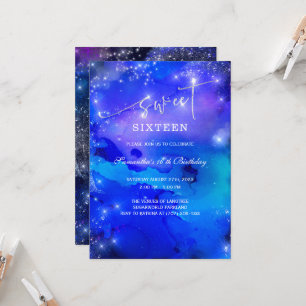 Royal Blue and Silver 16 . Geburtstag Einladung