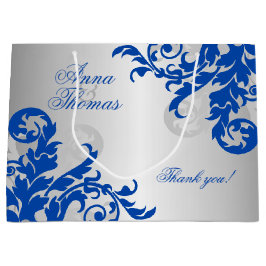 Royal Blue and Silver Blüh Große Geschenktüte
