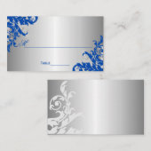 Royal Blue and Silver Blüh Platzkarte (Vorne/Hinten)