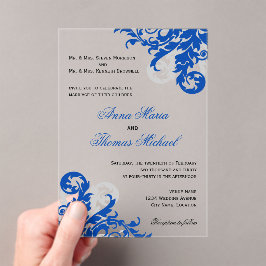 Royal Blue and Silver Blüh Wedding Acryleinladungen