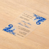 Royal Blue and Silver Blüh Wedding Acryleinladungen (Ablage )