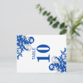 Royal Blue and Silver Blühte Tischnummer (Stehend Vorderseite)