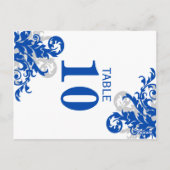 Royal Blue and Silver Blühte Tischnummer (Rückseite)