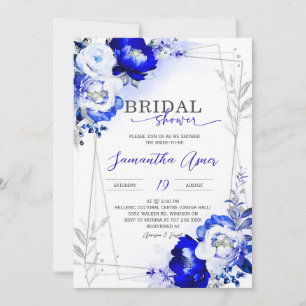 Royal Blue and Silver Bridal Dusche Einladung