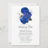 Royal Blue and Silver Floral Brautparty by Mail Einladung (Vorderseite)