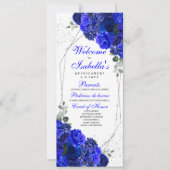 Royal Blue and Silver Floral Quinceanera Programm (Vorderseite)