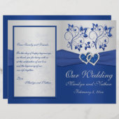 Royal Blue and Silver Floral Wedding Program (Vorne/Hinten)