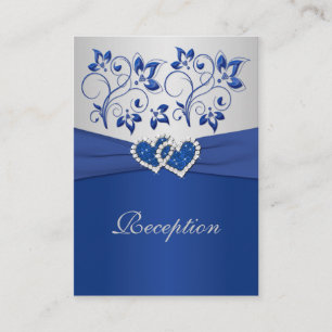 Royal Blue and Silver Joined Hearts Empfang Card Begleitkarte