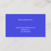 Royal Blue and Silver Pageant Coach Business Card Visitenkarte (Rückseite)