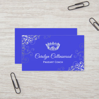 Royal Blue and Silver Pageant Coach Business Card Visitenkarte