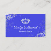 Royal Blue and Silver Pageant Coach Business Card Visitenkarte (Vorderseite)
