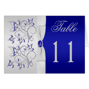 Royal Blue and Silver Tischnummer Card